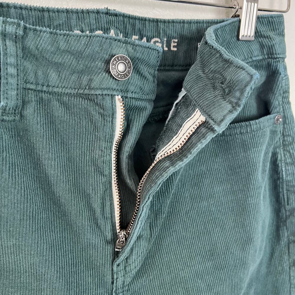 American Eagle Women's Size 2 Corduroy Mom Straight Jeans Teal Green Stretch - Picture 4 of 11